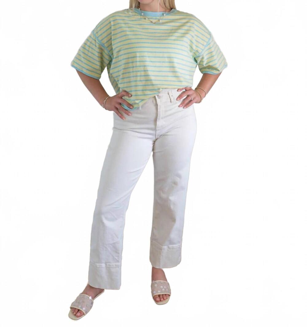NEW SEWN AND SEEN striped relaxed fit knit tee in mint/blue